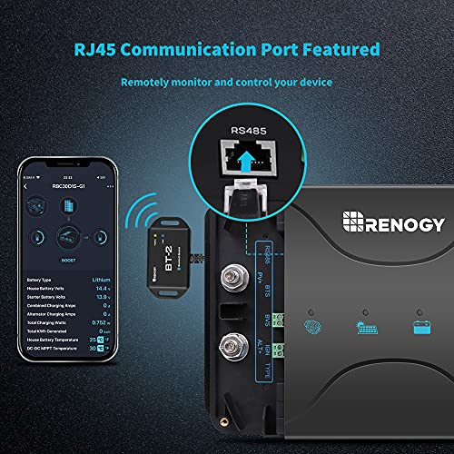 Renogy 12V 50A DC On-Board Input MPPT Charger for Gel, AGM, and Lithium Batteries Using Multi-Stage Charging, in RVs, Cars, Boats, Yachts, Recommended to Match with 60A ANL Fuse, w