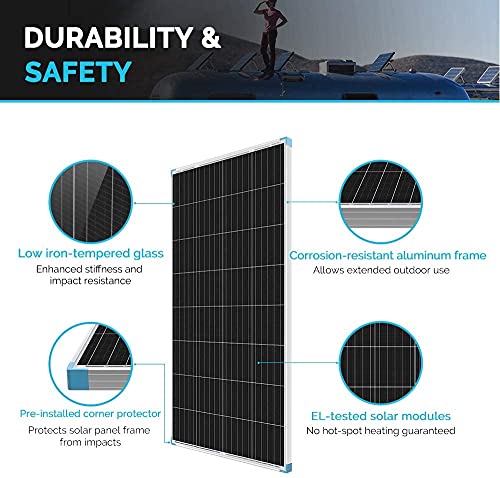 Renogy 175 Watt 12 Volt Monocrystalline Off Grid Large System Residential Commercial House Cabin Sheds Rooftop, 175W, Marine Boat, Caravan, RV, Multi-Panel Solar Arrays